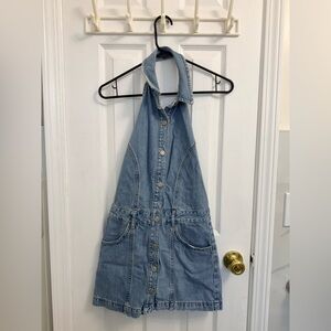 Pull&Bear Blue Denim Halter Neck Dress